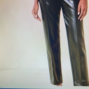 Vegan leather, ankle length. Pull on with a flat front, fully lined.